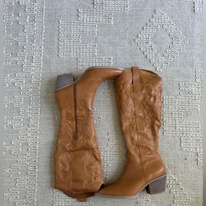 - Chestnut cowboy boots
